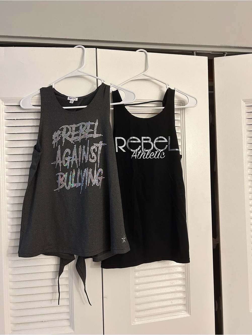 rebels Black Graphic Tank Tops - Rebel Against Bullying & Rebel Athletic